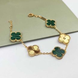 Four Clover Bracelet Natural Shell Gemstone Gold Plated 18k Designer for Woman T0p Quality Official Reproductions Fashion Crystal Premium Gifts 00433333