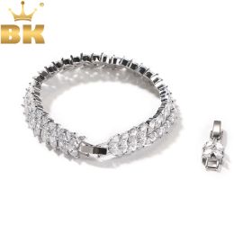 Bracelets THE BLING KING 9mm Wheat Shape CZ Bracelet Plus Extension Link Chain Bracelet Iced Out Cubic Zirconia Luxury Hiphop Jewellery