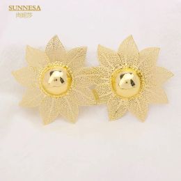 Earrings SUNNESA Vintage Sunflower African Clip Earrings Luxury Golden Geometry Dubai Big Earrings for Women Party Wedding Jewelry