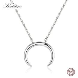 Pendants KALETINE Fashion Pure 925 Sterling Silver Curved Crescent Moon Necklace Women Chain Choker Women's Moons Necklaces Jewelery