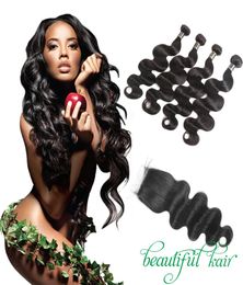 Brazilian Virgin Body Wave Hair Weaves 3 or 4 Bundles With Closure Human Hair Lace Closure Human Straight Hair Extensions And Lace3403975