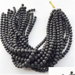 Charms Charms 8Mm Natural Lava Rock Stone Beads Diy Essential Oil Diffuser Pendants Jewellery Necklace Earrings Making Drop Delivery Fin Dhm4J