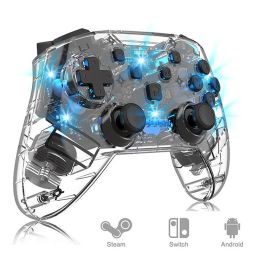 Gamepads Hot Sale Wireless Controller Transparent Bluetooth Gamepad with 6axis Gyro Adjustable Turbo Dual Vibrationfor Nintendo Switch