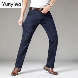 Pants Mens Pants Cotton Casual Stretch Male trousers man long Straight High Quality 5 colors Plus Size Pant Suit 42 44 46