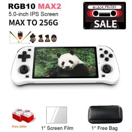 Players POWKIDDY RGB10 Max2 256G Retro Open Source System RGB10 max 2 Handheld Game Console RK3326 5.0Inch IPS Screen 3D Rocker Gifit