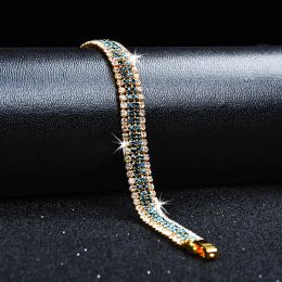 Bangles DIWENFU 18K Gold Colour Emerald Bracelets for Women Genuine 925 Sterling Silver Red Topaz Gemstone Pulseira Feminina Jewellery Girl