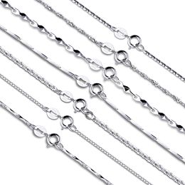 Necklaces GEM'S BALLET Classic Basic Chain 100% 925 Solid Sterling Silver Necklace Chain 40cm 45cm 50cm Fine Jewelry Fashion Pendant Link