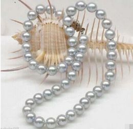 Necklaces DYY+++817 Rare 18" 89MM Grey Akoya Cultured Pearl Necklace