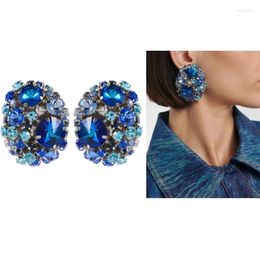 Backs Earrings Trendy Round Crystal Ear Clips Sparkling Rhinestone Dazzling Non Pierced Earring Versatile Accessory For Women