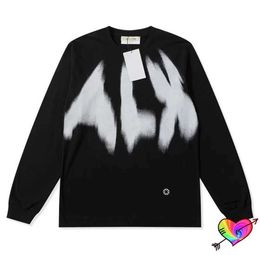 Men's T-Shirts Black 1017 ALYX 9SM Long sleeved Womens 1 1 Street ALYX T-shirt Graffiti Inkjet Top Circular T-shirt J240221