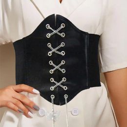 Belts Women Waist Cincher Wide Butterflies Pendant Faux Leather Push Up Eyelet Body Shaper Belt For Shaping Small Corset