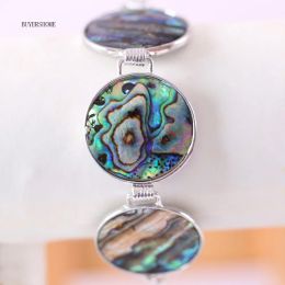 Bracelets Adjustable Chain Bangle 26MM Round Beads Natural Blue New Zealand Abalone Shell Bracelet For Men Women Jewellery Gift H037