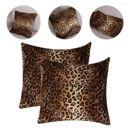 Pillow 2Pcs Leopard Printed Pillowcase Plush Cover Case For Sofa Couch Bed Chair