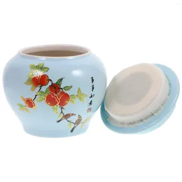 Storage Bottles Vintage Ceramic Tea Jar Chinese Style Tin Airtight Canister