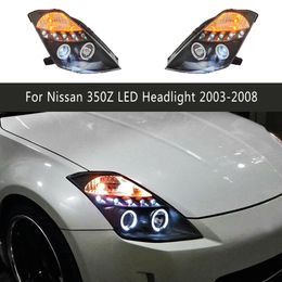 Front Lamp DRL Daytime Running Lights For Nissan 350Z LED Headlight Assembly 03-08 High Beam Angel Eye Projector Streamer Turn Signal