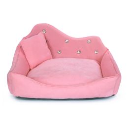 Mats Luxury Dog Sofa Pink Grey Rhinestone Pet Bed Cover Mat Princess Cat For Small Medium Puppy Animal Bedding Yorkshire Chihuahua