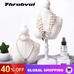 Necklaces Wooden Lace White Mannequin Jewelry Rack Frame Hanging Necklace Bangle Holder Jewelry Stand Chest Models