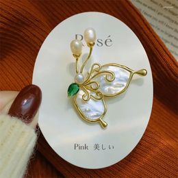 Brooches Butterfly For Women Gold Colour White Shell Fashion Jewellery Cute Clothes Pin Accessories Party Gift