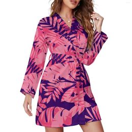 Women's Swimwear Long Sleeve Belt Ladies Nightgown Custom Polynesian Bathrobe Beach Dress Elegant Temperament Lace-up