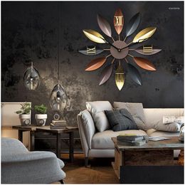 Wall Clocks Living Room House Decoration Clock Wrought Iron Mute Modern Creative Fashion European Design Drop Delivery Home Garden De Dhgmm