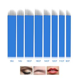 Needles BMX 100PCS 0.18mm 14Pin Microblading Needles Permanent Makeup Manual Eyebrow Tattoo Needles Blade For Tattoo Pen Machine