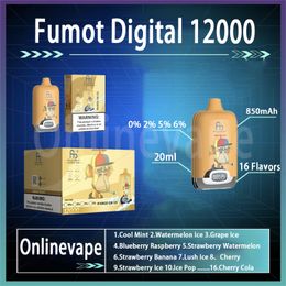Bestselling Fumot Digital 12000 Puff Disposable 0% 2%and 5% 500mAh Rechargeable BatteryPre-filled 20ml Flavors Vape Pen Puffs 12K
