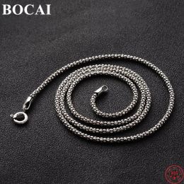 Necklaces BOCAI S925 Sterling Silver Necklace for Men Women 2023 New Fashion 1.5mm 1.8mm 2.5mm 3.0mm PopCornchain Pure Argentum Jewellery