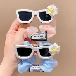 Hair Accessories 2024 Spring Solid Color Chiffon Large Scrunchies Personality Sunglasses Flower Elastic Band For Girl Children Cute Fashion