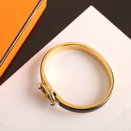 V gold material Luxury quality charm bangle with different enamel color Oval shape have stamp box PS3998A