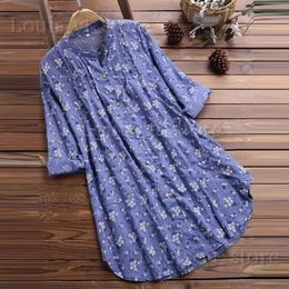 Women's Blouses Shirts Womens Winter Boho Print T-Shirt Dress Casual Baggy Blouse Long Tunic Tops Plus Size High Quality Clothing For Female 2023-2024 T240227