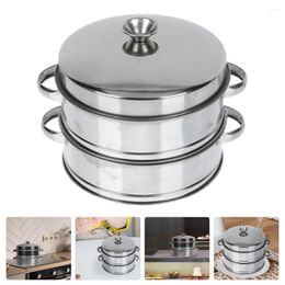 Double Boilers Steam Cooking Pot Steamer Cooker Stainless Man Steel Metal Basket Cookware Bamboo