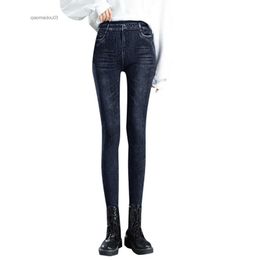 Women's Pants Capris High Elastic Trousers Ladies Skinny Leggings Elastic High Waist Pocket Tight Leggings Winter Warm Pencil Trouser For FemmeL2402