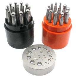 Equipments 17PCS Punches Set Dapping Block for Metal Forming Doming Jewellery Smithing Tool