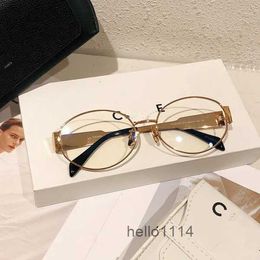 Womens Triomphe Oval Frame Sunglasses 40235 Women Metal Mirror Legs Green Lens Sunglasses Retro Small Round Frame Sexy Little Women With original box 31II