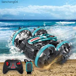 Electric/RC Car Newest High-tech Remote Control Car 2.4G Amphibious Stunt RC Car Double-sided Tumbling Driving Childrens Electric Toys for Boy