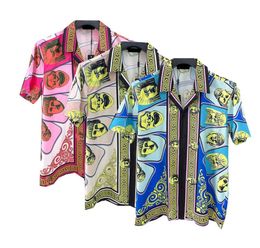 Hawaii Colourful Floral Print shirts Men Clothing Luxury Royal Style Baroque Brand lapel Short Sleeve shirt Mens Casual Hip Hop Tops