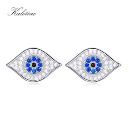 Earrings KALETINE Genuine 925 Sterling Silver Stud Earrings Lucky Blue CZ Evil Eye Stud Earrings For Women Men Jewellery Kpop Accessories