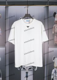 xinxinbuy Men designer Tee t shirt 2024 Metal label letter printing Italy short sleeve cotton women Gray black S-XL