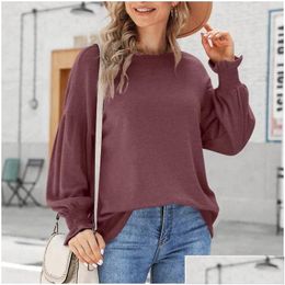 Women'S Hoodies & Sweatshirts Womens Hoodies Sweatshirts Blouses Women Autumn Vintage Latern Sleeve Tops Female Retro Round Neck Shir Otcvb