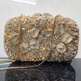 Hollow flower and diamond inlaid dinner party, banquet bag, full diamond crystal package, formal dress, clutch bag 240221