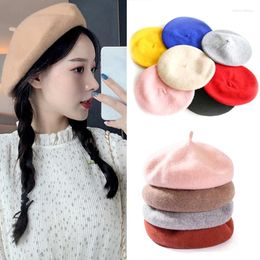 Berets French Style Women Girl Beret Artist Warm Winter Beanie Hat Cap Vintage Plain Hats Solid Colour Elegant Lady Caps