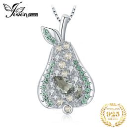 Necklaces JewelryPalace Cute Pear Design Pear Cut Created Green Spinel 925 Sterling Silver Pendant Necklace for Woman Girl Gift No Chain