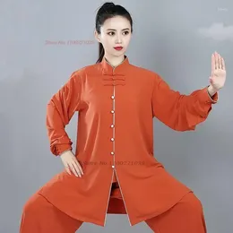 Ethnic Clothing 2024 Chinse Vintage Kungfu Tai Chi Martial Arts Taijiquan Wushu Uniform National Top Pants Set Exercise Clothes