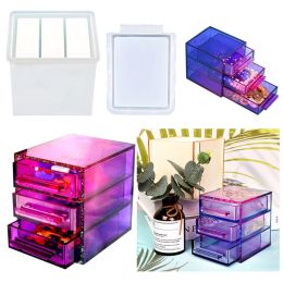 Equipments 1 Set Multilayer Drawer Storage Box Mold with Sponges Drawer Glue Mould for Bedroom Desk Storage Cosmetic Samples Nail Polish