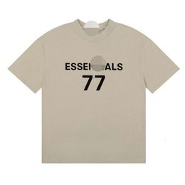 Essentialshoody Designer T-shirt Ess Top Quality Luxury Fashion For Women Men Double Line Non Couple Loose Short Sleeved T-shirt Summer 77 Flocked Short Sleeved