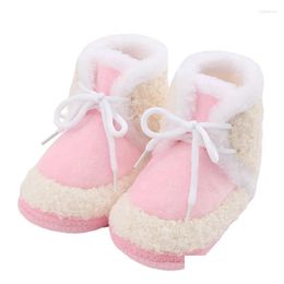 Primeiros caminhantes Sceinret Bebê Espessado P Botas Infantil Tie-Up Non-Slip Soft Sole Flat Sapatos Inverno Quente Berço Drop Delivery Kids Maternit Otdw7