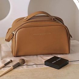 Cosmetic Bags Creative Multifunctional Pu Leather Simple Double Zipper Square Travel Toiletry Bag Storage Women Makeup Case