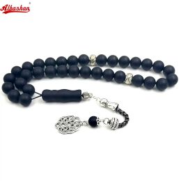 Bracelets ALBASHAN Tasbih Men Black Matte agates stone muslim prayer beads islamic rosary 33 45 51 66 99 100beads