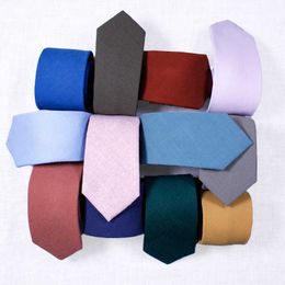 Casual solid Colour men's tie Cotton plain spot casual tie suit accessories 240221