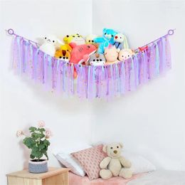 Storage Bags Baby Kids Toy Hammocks Wall Corner Hanging Net Organiser Stuffed Animal Hammock Woven Cotton Rope Mesh Bag For Home